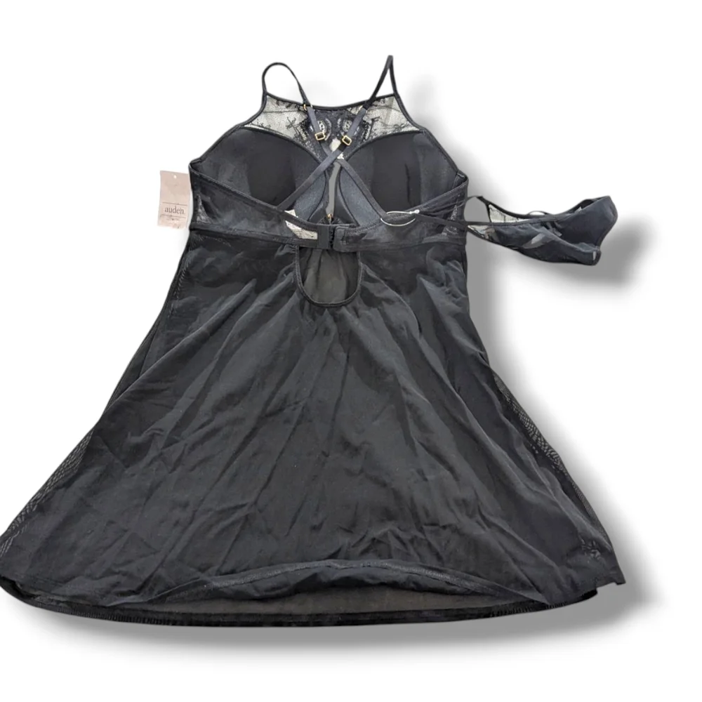 NWT Auden Black Chemise And Thong, lace, Push-up, Strappy, Size Medium - Picture 2 of 16